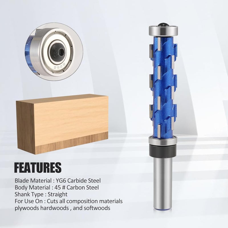 HOZLY Flush Trim Router Bit 1/2" Shank, Flat Trimming Router Bits, Double Bearing Spiral Trimming Tool Woodworking Milling Cutter Tool for Wood MDF Hardwood (1/2x3/4x2-9/16) - Image 3